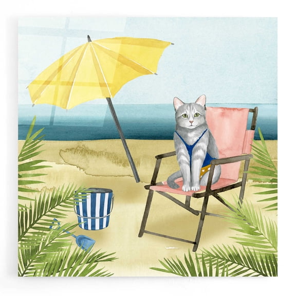 Epic Art 'Coastal Kitties II' by Grace Popp, Acrylic Glass Wall Art, 12"x12"