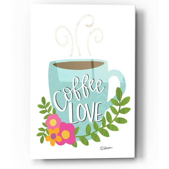 Epic Art 'Coffee Love' by L. Larson, Acrylic Glass Wall Art, 12"x16"