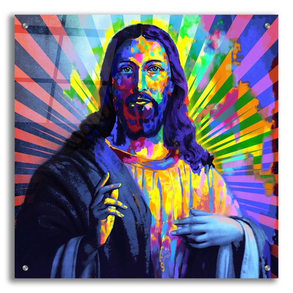 Epic Art 'Colorful Christ I' by Epic Art Portfolio, Acrylic Glass Wall Art, 24"x24"
