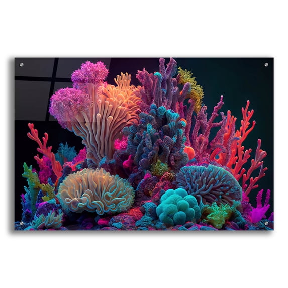 Epic Art 'Colorful Corals' by Epic Portfolio, Acrylic Glass Wall Art, 36"x24"