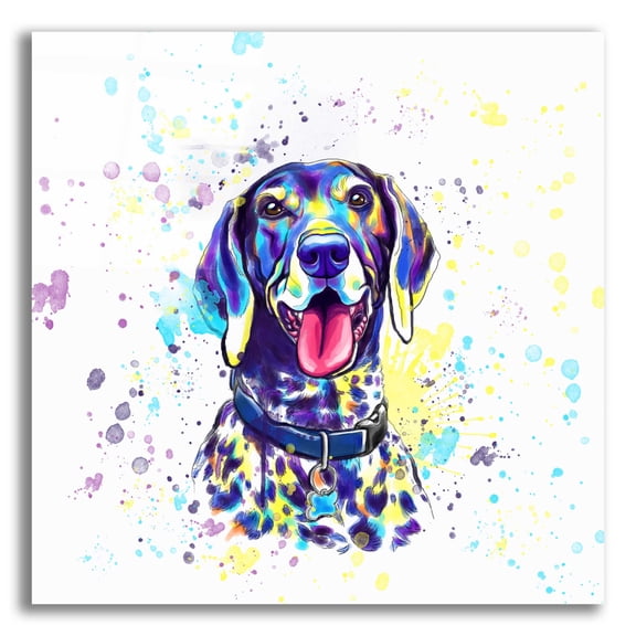 Epic Art 'Colorful Watercolor German Shorthaired Pointer 2' by Furbaby Affiliates, Acrylic Glass Wall Art, 12"x12"