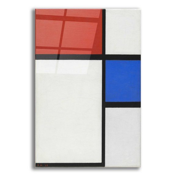Epic Art 'Composition No.II, with Red and Blue, 1929' by Piet Mondrian, Acrylic Glass Wall Art, 16"x24"