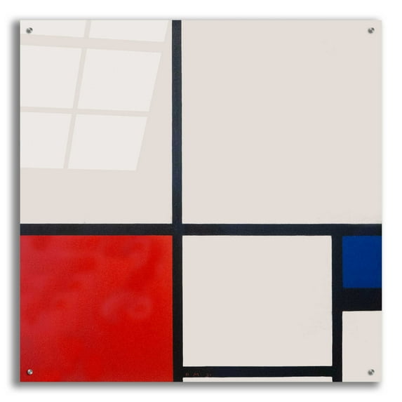 Epic Art 'Composition in White, Red and Blue' by Piet Mondrian, Acrylic Glass Wall Art, 36"x36"