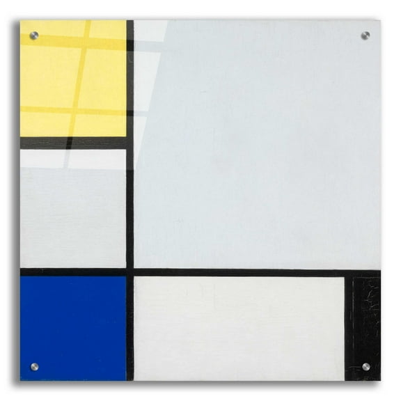 Epic Art 'Composition with Yellow, Blue, Black and Light Blue, 1929' by Piet Mondrian, Acrylic Glass Wall Art, 24"x24"