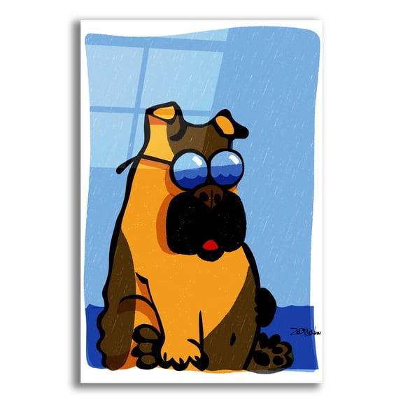 Epic Art 'Cool Dog Blue' by Irena Orlov, Acrylic Glass Wall Art, 16"x24"