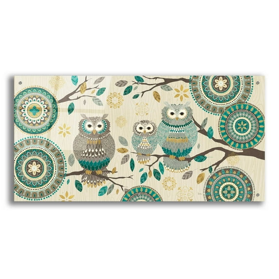 Epic Art 'Cool Feathers V' by Veronique Charron, Acrylic Glass Wall Art, 48"x24"