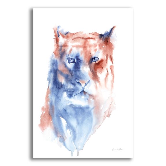 Epic Art 'Copper And Blue Lioness' by Alan Majchrowicz, Acrylic Glass Wall Art, 12"x16"