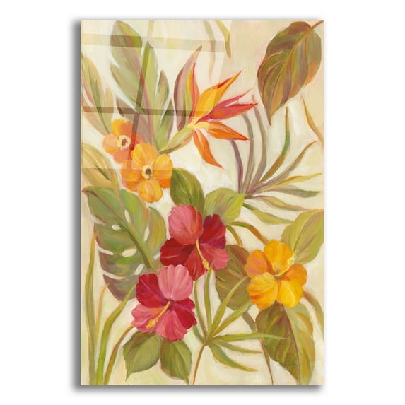 Epic Art 'Coral Tropical Floral I' by Silvia Vassileva, Acrylic Glass Wall Art, 16"x24"
