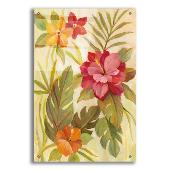 Epic Art 'Coral Tropical Floral II' by Silvia Vassileva, Acrylic Glass Wall Art, 24"x36"