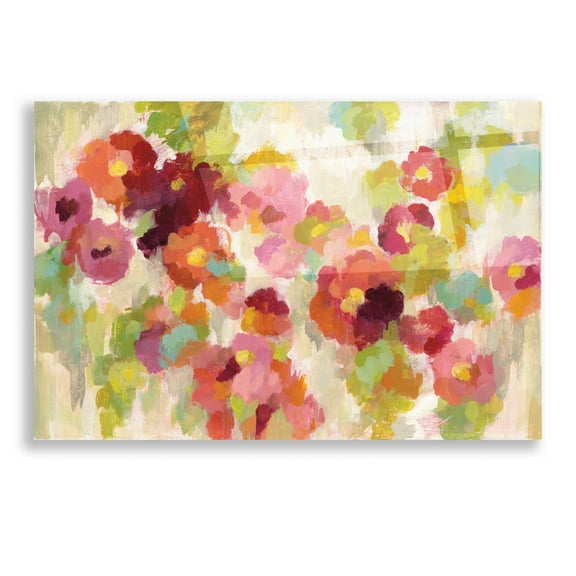 Epic Art 'Coral and Emerald Garden I' by Silvia Vassileva, Acrylic Glass Wall Art, 16"x12"