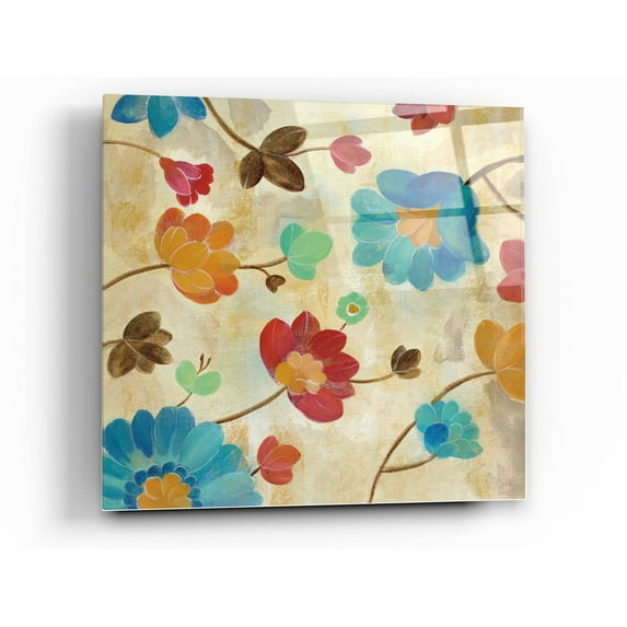 Epic Art 'Coral and Teal Garden II' by Silvia Vassileva, Acrylic Glass Wall Art, 36"x36"