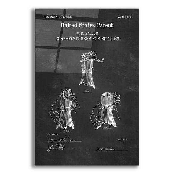 Epic Art 'Cork Fastener Blueprint Patent Chalkboard,' Acrylic Glass Wall Art, 12"x16"