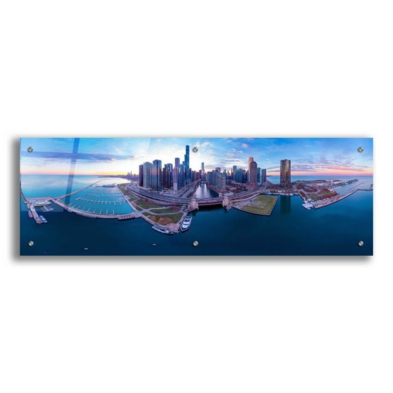 Epic Art 'Cotton Candy Sunset in Chicago' by Epic Portfolio, Acrylic Glass Wall Art, 36"x12"