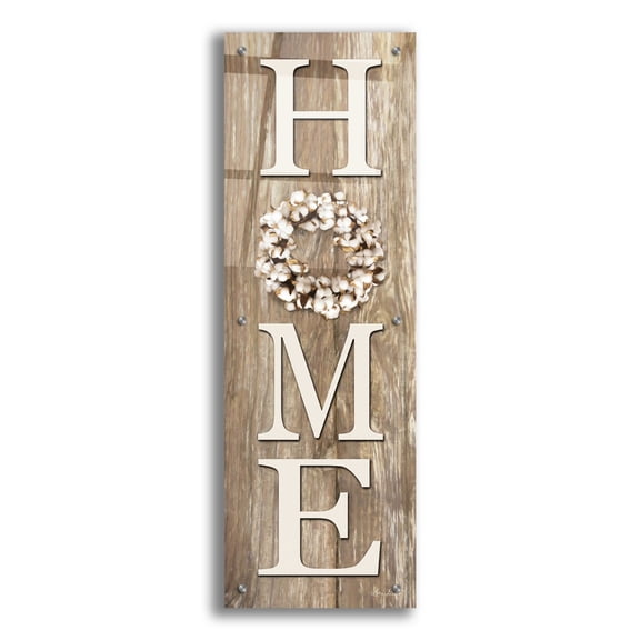 Epic Art 'Cotton Wreath Home Vertical' by Lori Deiter Acrylic Glass Wall Art, 12"x36"