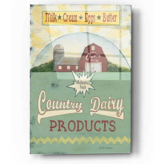 Epic Art 'Country Dairy' by Pam Britton, Acrylic Glass Wall Art, 12"x16"