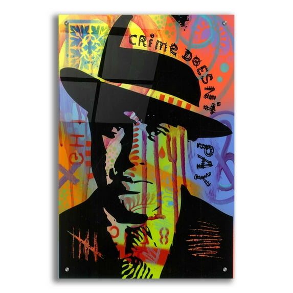 Epic Art 'Crime Doesn't Pay' by Dean Russo, Acrylic Glass Wall Art, 24"x36"
