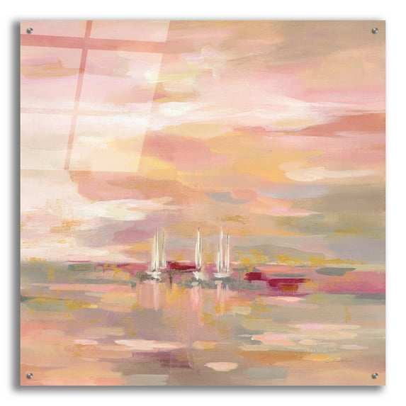 Epic Art 'Crimson Waves' by Silvia Vassileva, Acrylic Glass Wall Art, 36"x36"