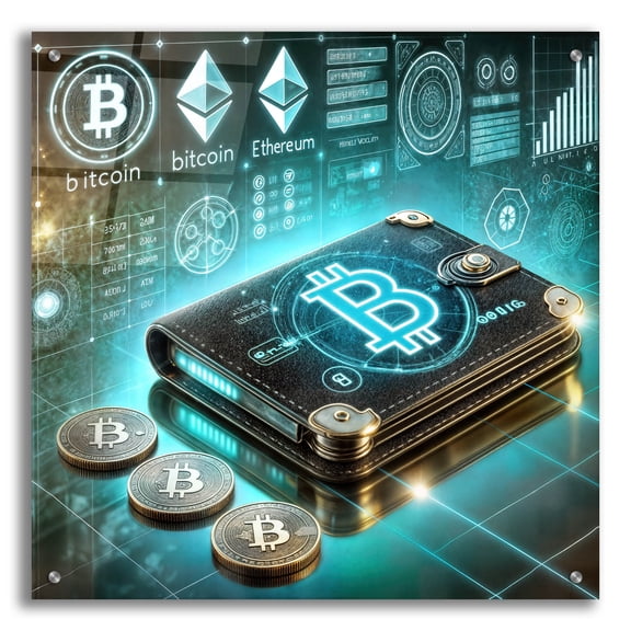 Epic Art 'Crypto Wallet' by Rey Klimt Acrylic Glass Wall Art, 24" x 24"