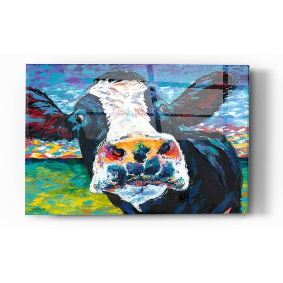 Epic Art 'Curious Cow II' by Carolee Vitaletti Acrylic Glass Wall Art, 24"x36"