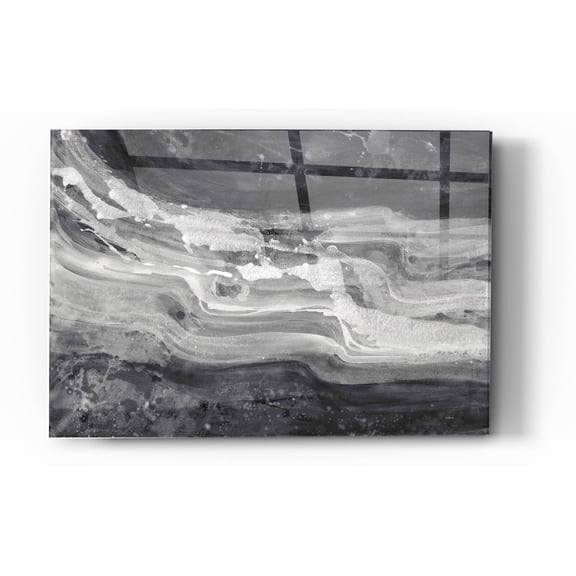 Epic Art 'Currents Gray Black White' by Albena Hristova, Acrylic Glass Wall Art, 24"x36"
