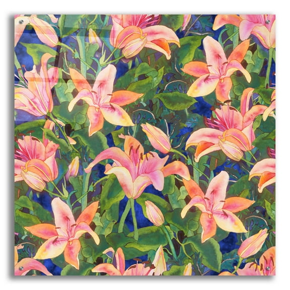Epic Art 'Dance of Love- lily repeat' by Carissa Luminess, Acrylic Glass Wall Art, 36"x36"
