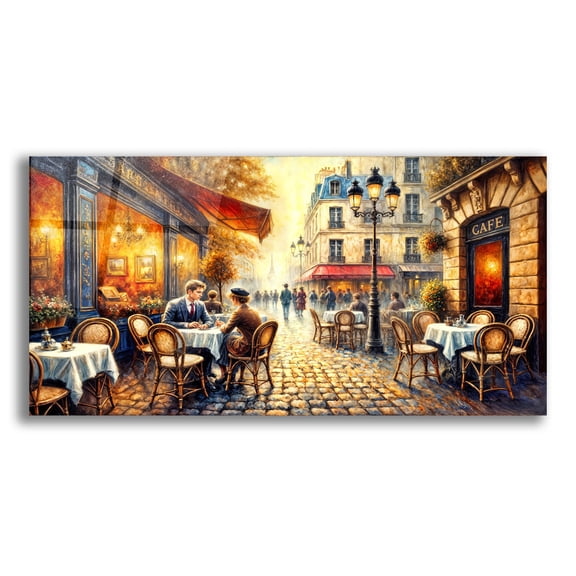 Epic Art 'Date Night In Paris' by Rey Klimt Acrylic Glass Wall Art, 24" x 12"