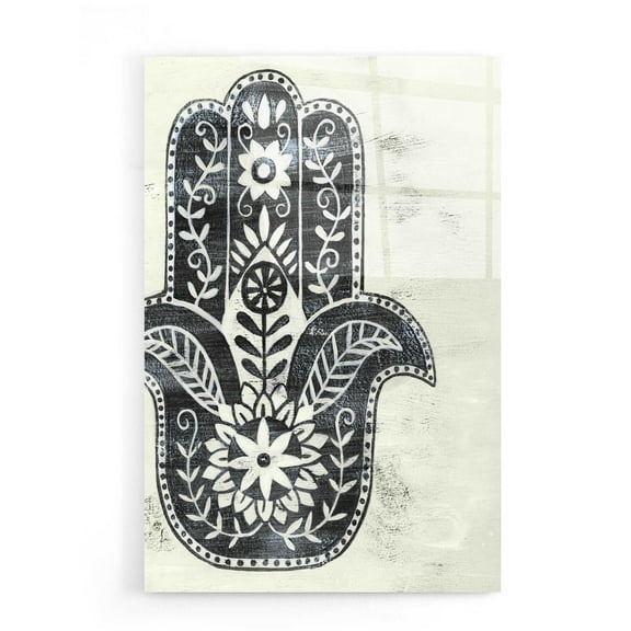 Epic Art 'Day Hamsa I' by Grace Popp, Acrylic Wall Glass, 16"x24"