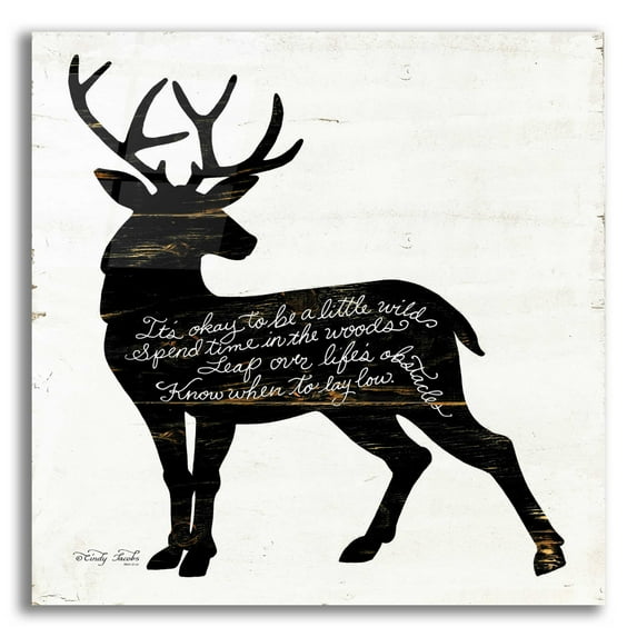 Epic Art 'Deer in Black' by Cindy Jacobs, Acrylic Glass Wall Art, 12"x12"