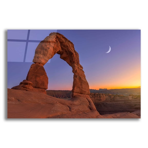 Epic Art 'Delicate Moon - Arches National Park' by Darren White, Acrylic Glass Wall Art, 16"x12"