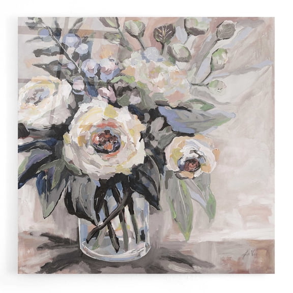 Epic Art 'Delighted Greige' by Jeanette Vertentes, Acrylic Glass Wall Art, 12"x12"