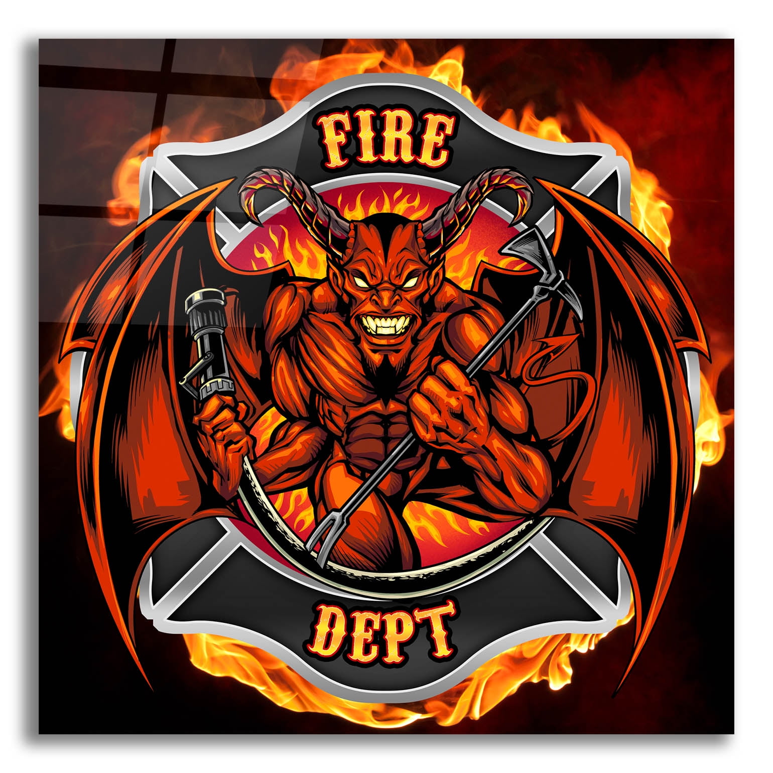 Epic Art 'Devil Fire Department Logo' by Flyland Designs, Acrylic Glass ...