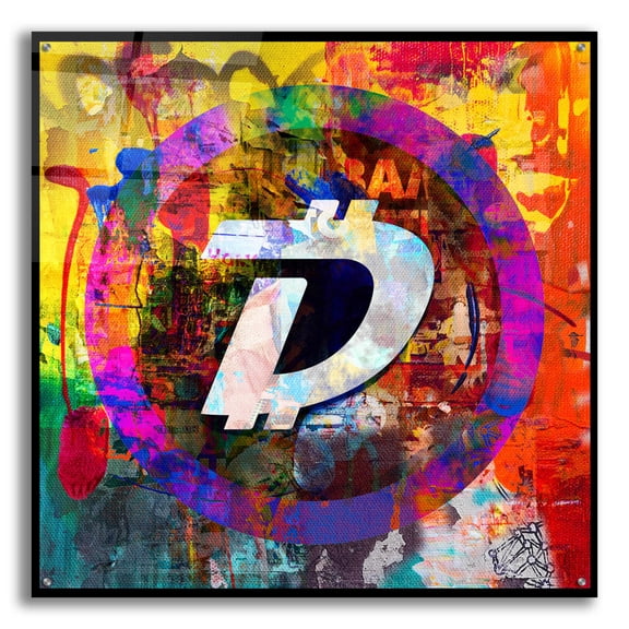 Epic Art 'Dgb Digibyte Crypto In Color' by Epic Art Portfolio, Acrylic Glass Wall Art, 36"x36"