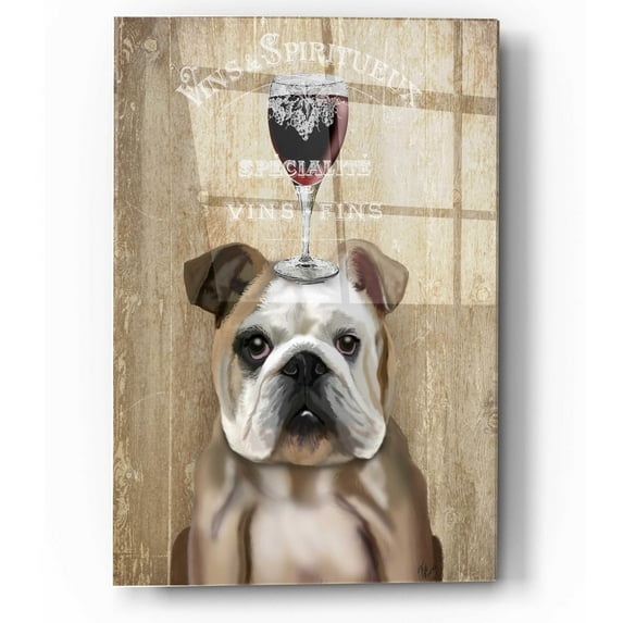 Epic Art 'Dog Au Vin, English Bulldog' by Fab Funky, Acrylic Glass Wall Art, 12"x16"