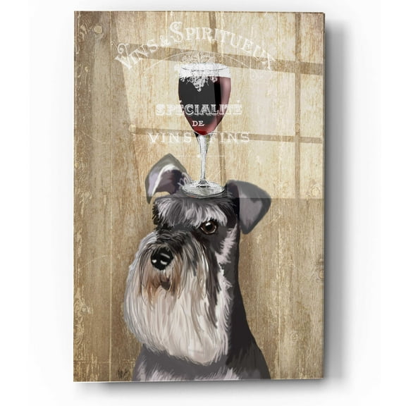 Epic Art 'Dog Au Vin, Schnauzer' by Fab Funky, Acrylic Glass Wall Art, 12"x16"