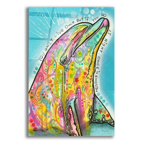 Epic Art 'Dolphin' by Dean Russo, Acrylic Glass Wall Art, 12"x16"