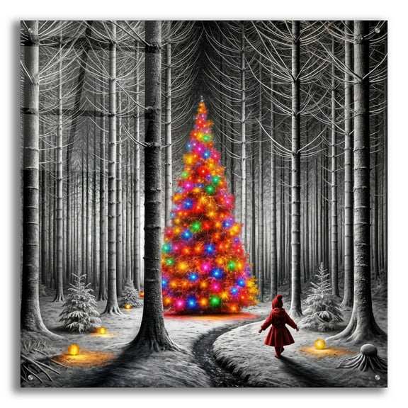 Epic Art 'Dramatic Christmas Forest' by Rey Klimt Acrylic Glass Wall Art, 36" x 36"