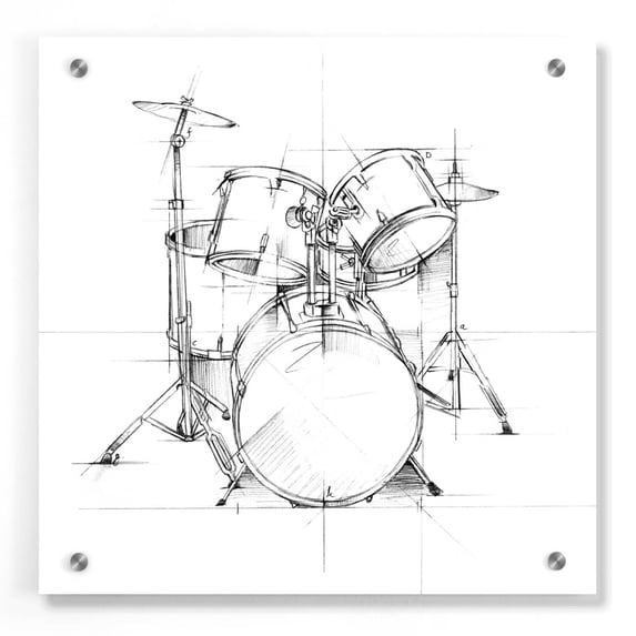 Epic Art "Drum Sketch" by Ethan Harper, Acrylic Glass Wall Art, 36"x36"