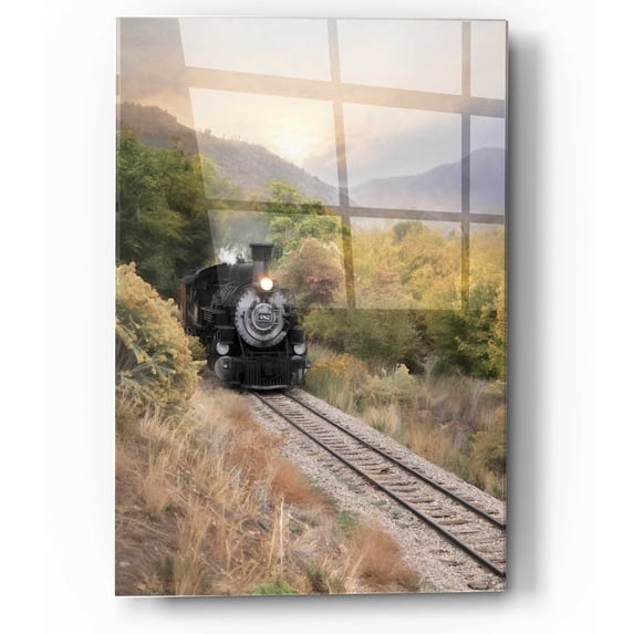 Epic Art 'Durango Train at Sunset' by Lori Deiter, Acrylic Glass Wall Art, 12"x16"