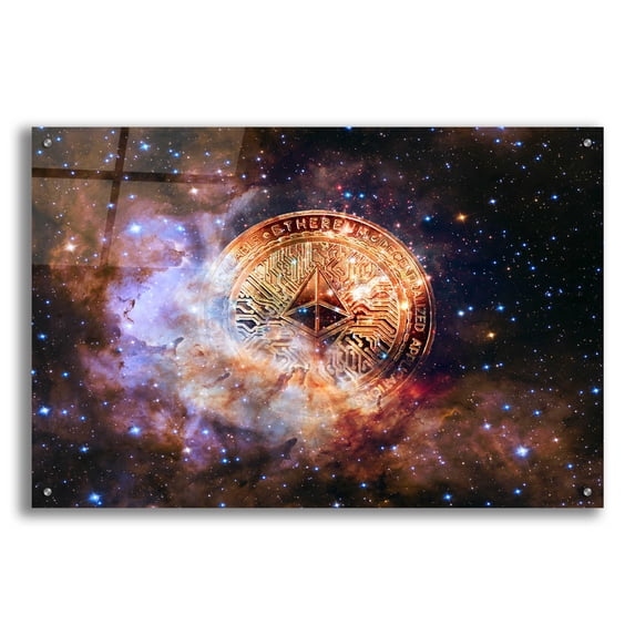 Epic Art 'Ethereum Nebula' by Epic Portfolio, Acrylic Glass Wall Art, 36"x24"