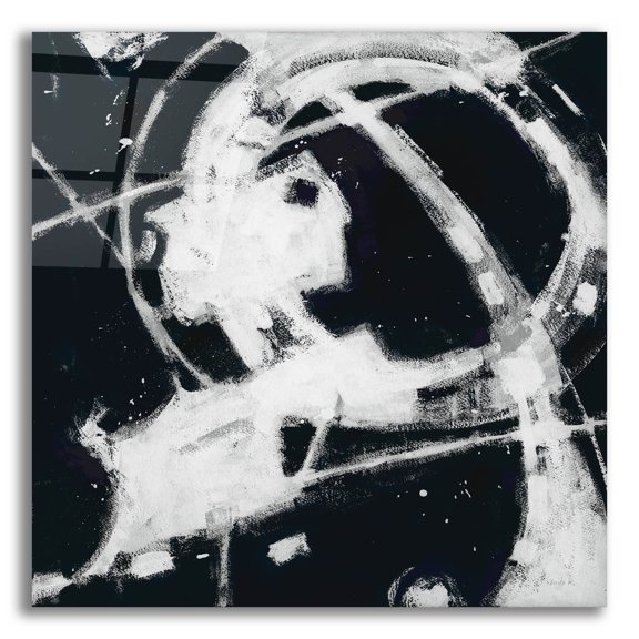 Epic Art 'Expression Abstract 3 Bw' by Shirley Novak Acrylic Glass Wall Art, 12" x 12"