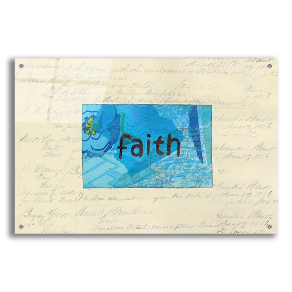 Epic Art 'Faith Collage by Courtney Prahl, Acrylic Glass Wall Art, 36"x24"