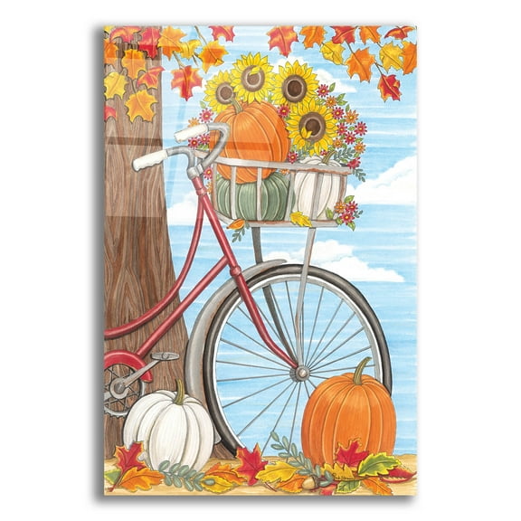 Epic Art 'Fall Bicycle' by Deb Strain, Acrylic Glass Wall Art, 16"x24"