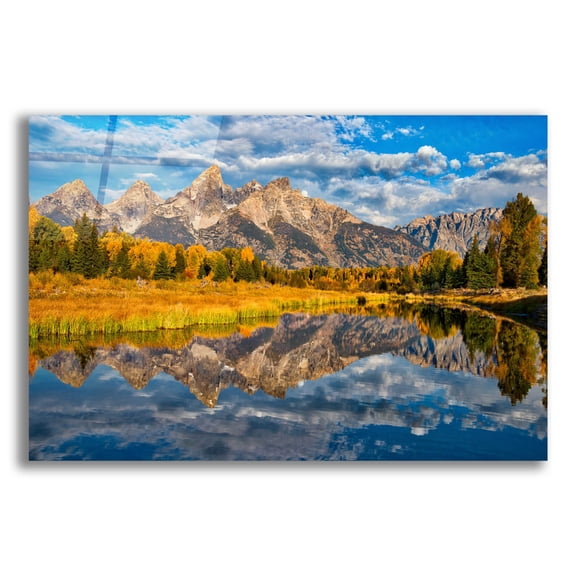 Epic Art 'Fall Reflection in the Tetons - Grand Teton National Park' by Darren White, Acrylic Glass Wall Art, 16"x12"