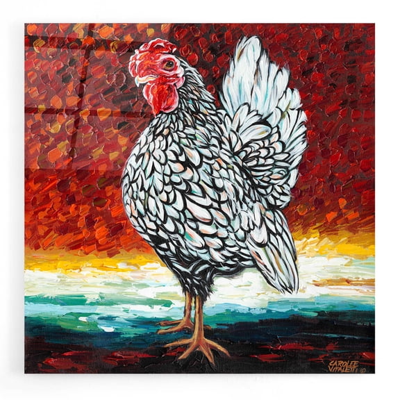 Epic Art 'Fancy Chicken II' by Carolee Vitaletti, Acrylic Glass Wall Art, 12"x12"
