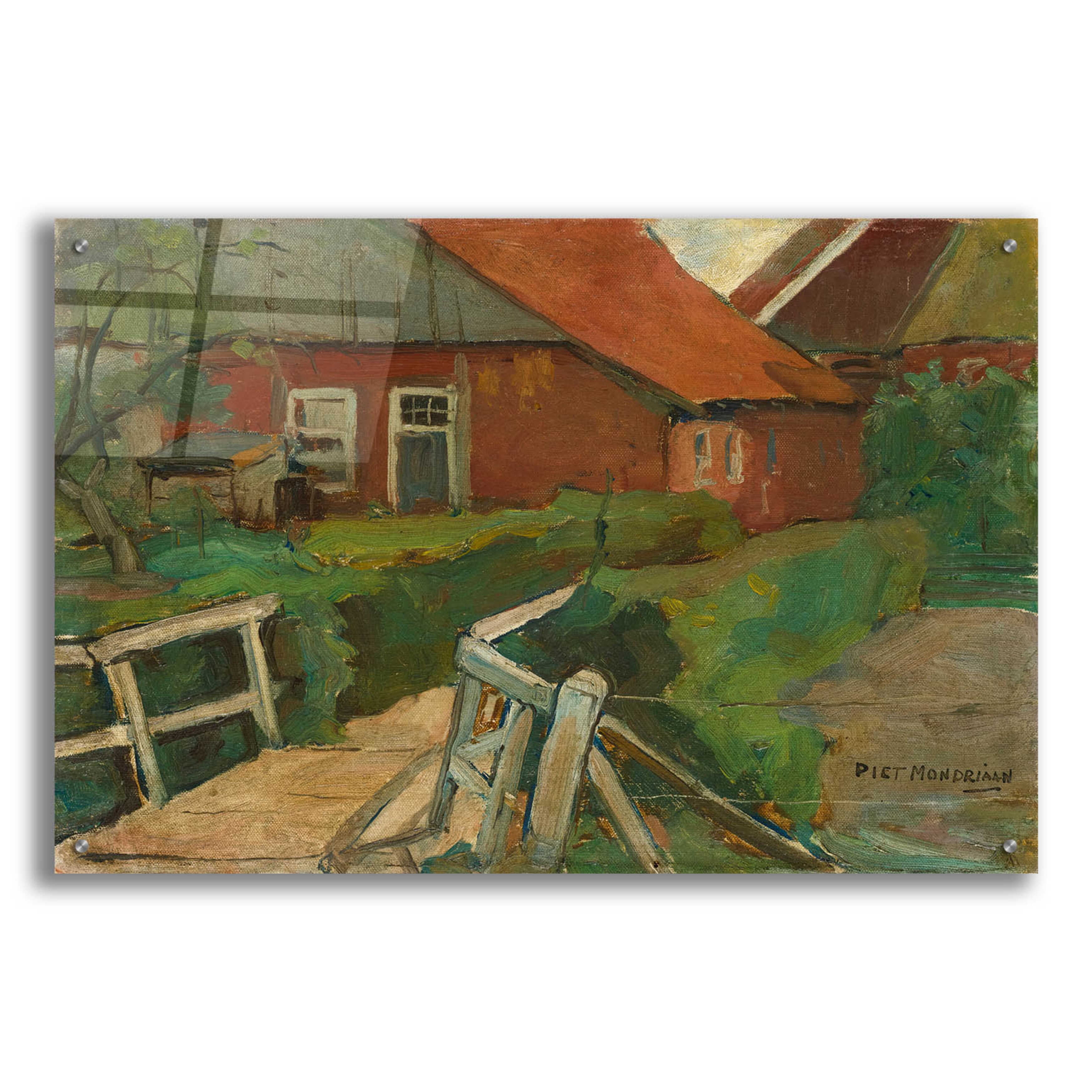 Piet Mondrian Farm Building with Bridge Acrylic Wall Art 36" x 24"