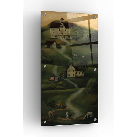 Epic Art 'Farm Life I' by Pam Britton, Acrylic Glass Wall Art, 12"x24"