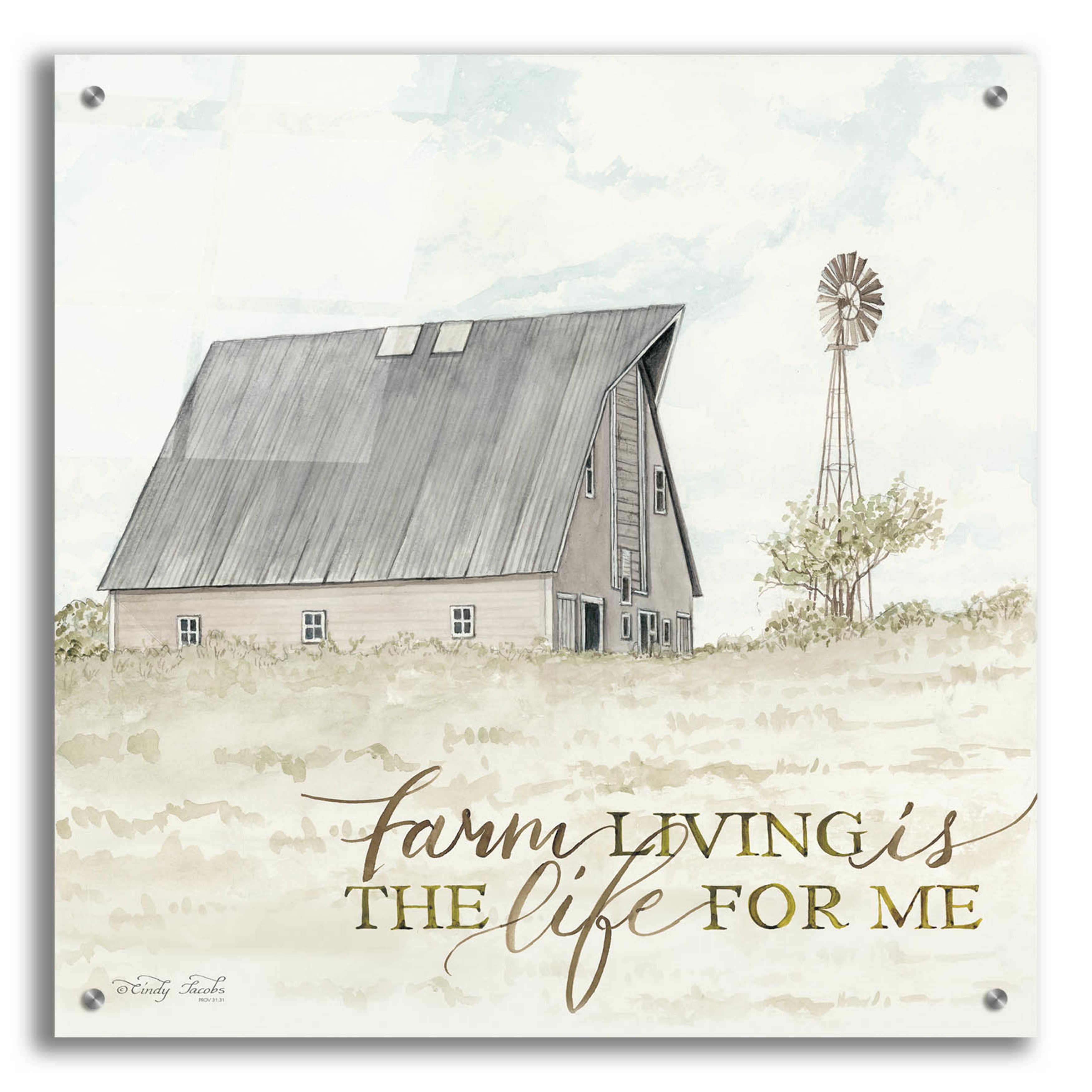 Epic Art 'Farm Living' by Cindy Jacobs, Acrylic Glass Wall Art, 24"x24 ...