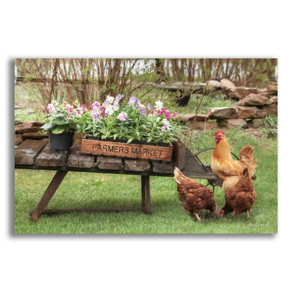 Epic Art 'Farmer's Flower Cart' by Lori Deiter Acrylic Glass Wall Art, 16"x12"