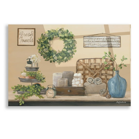 Epic Art 'Farmhouse Bath I' by Pam Britton, Acrylic Glass Wall Art, 16"x12"