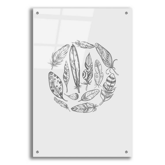 Epic Art 'Feather Circle' by Incado, Acrylic Glass Wall Art, 24"x36"